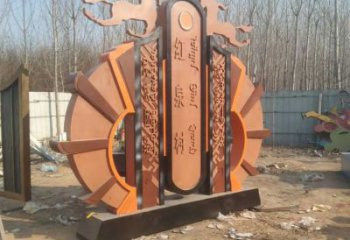 烤漆路標雕塑廠家 公園小品 戶外不銹鋼路標雕塑廠