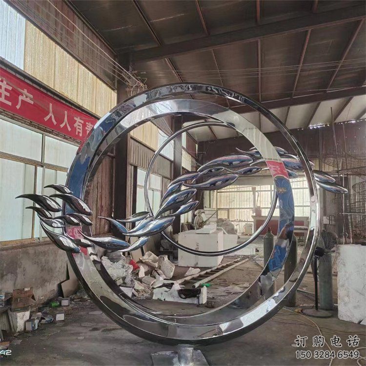 中式圓盤雕塑廠家 現代小品 游樂場不銹鋼圓盤雕塑廠