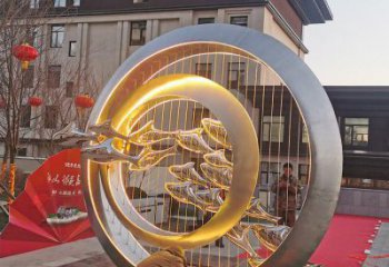 噴漆圓盤雕塑廠家 中式小品 大型不銹鋼圓盤雕塑生產