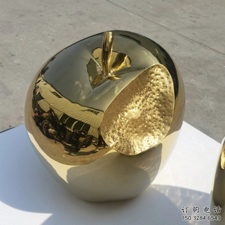 中式金蘋果雕塑廠家 現代小品 酒店不銹鋼金蘋果雕塑廠