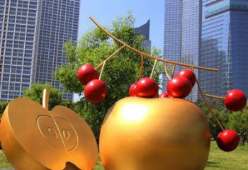 創(chuàng)意金蘋果雕塑廠家 現(xiàn)代小品 公園不銹鋼金蘋果雕塑廠