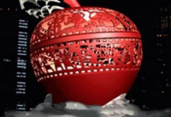 鏤空金蘋果雕塑廠家 園林小品 住宅小區(qū)不銹鋼金蘋果雕塑廠