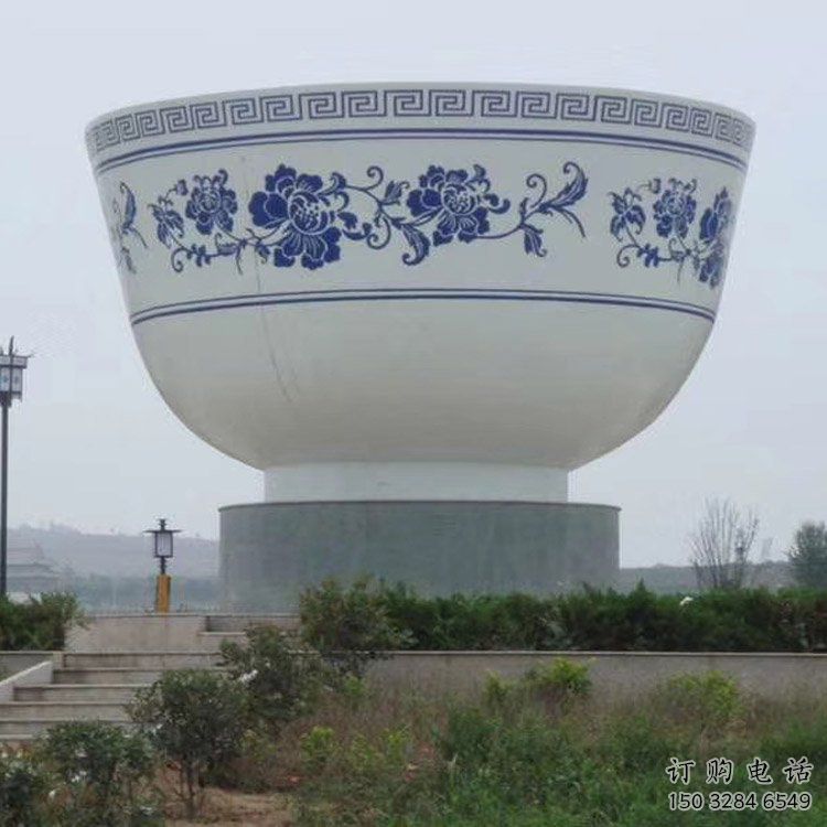 彩繪大碗雕塑廠家 廣場擺件 街頭不銹鋼大碗雕塑廠
