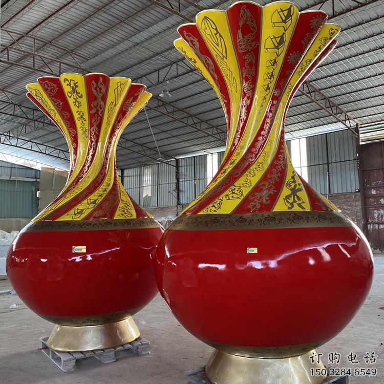 抽象花瓶雕塑廠家 彩繪小品 戶外不銹鋼花瓶雕塑定做