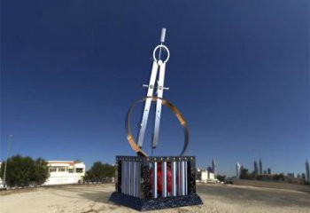 鏡面圓規雕塑廠家 烤漆大型擺件 戶外不銹鋼圓規雕塑廠