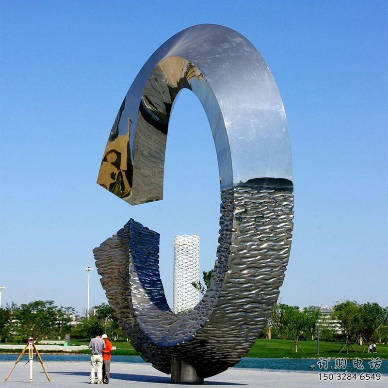 現代磁鐵雕塑廠家 大型別墅區擺件 抽象不銹鋼磁鐵雕塑廠