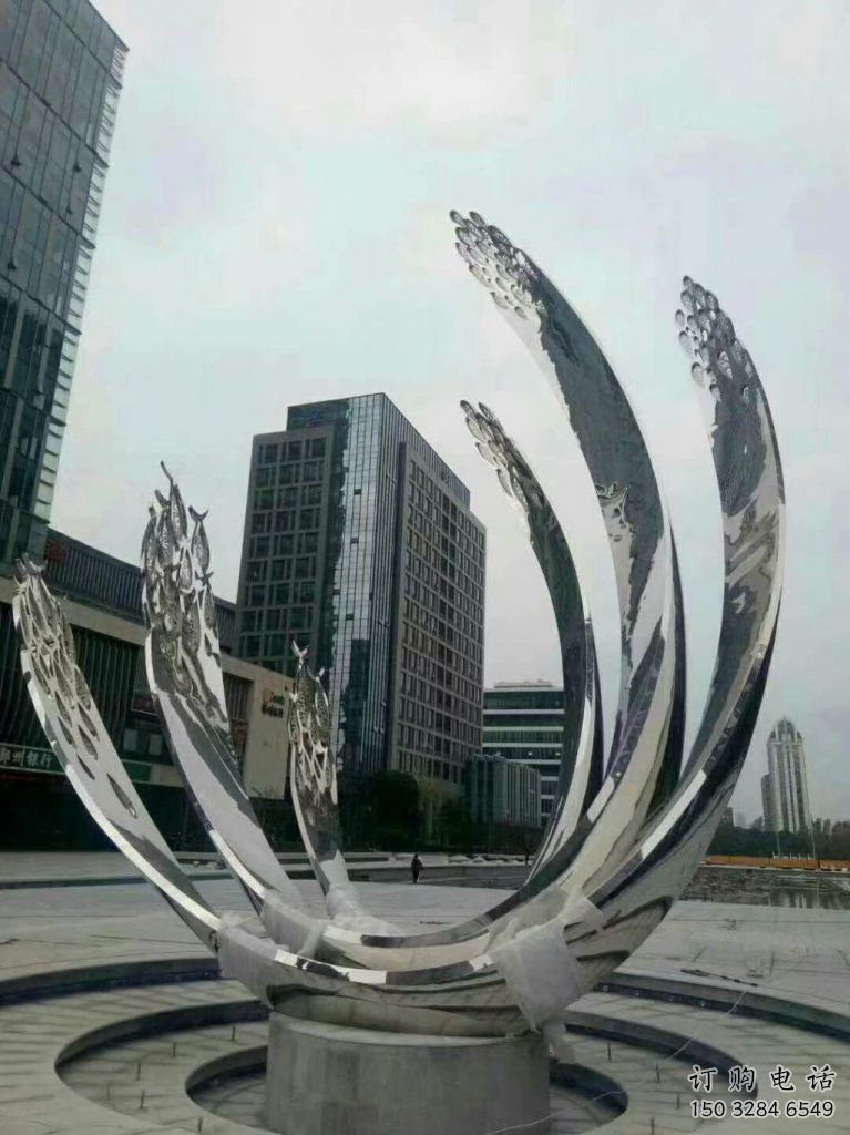 園林水簾雕塑廠家 鏡面小品 中式不銹鋼水簾雕塑廠