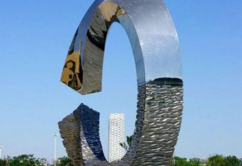 現代磁鐵雕塑廠家 大型別墅區擺件 抽象不銹鋼磁鐵雕塑廠