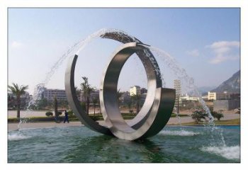 庭院水簾雕塑廠家 創意小品 噴水不銹鋼水簾雕塑廠