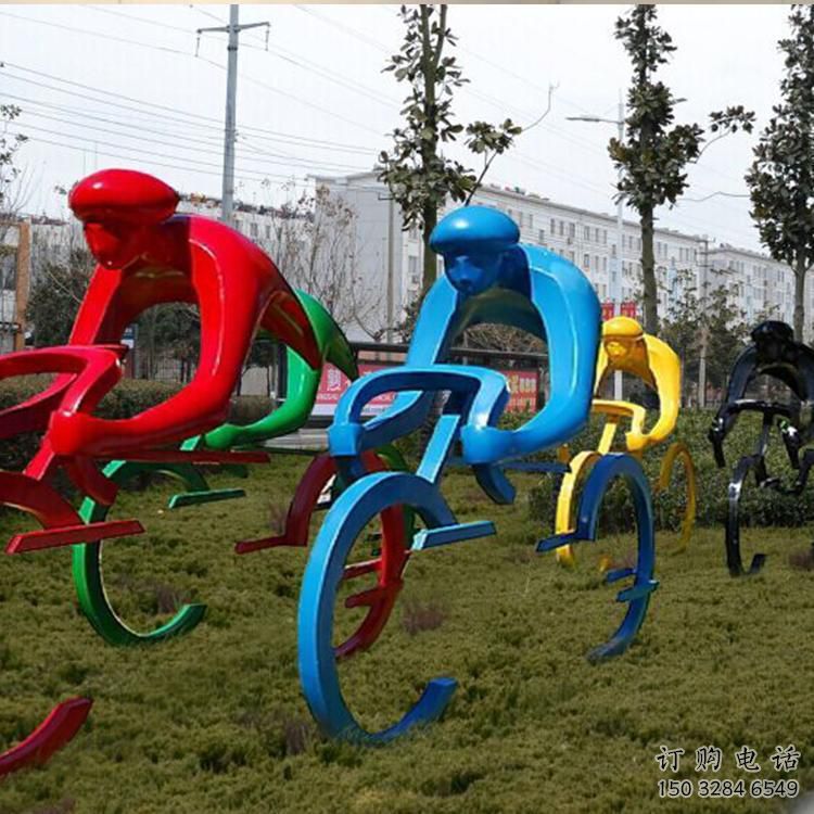 商業街自行車雕塑廠家 廣場擺件 烤漆不銹鋼自行車雕塑廠