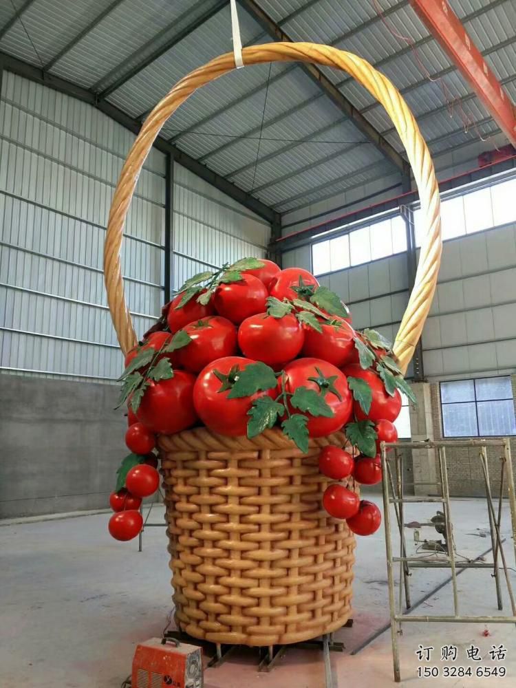 創意菜籃子雕塑廠家 烤漆小品 公園不銹鋼菜籃子雕塑廠