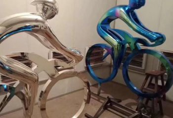 現(xiàn)代自行車雕塑廠家 大型別墅區(qū)擺件 烤漆不銹鋼自行車雕塑加工