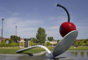 中式勺子雕塑廠家 抽象小品 游樂場不銹鋼勺子雕塑加工廠