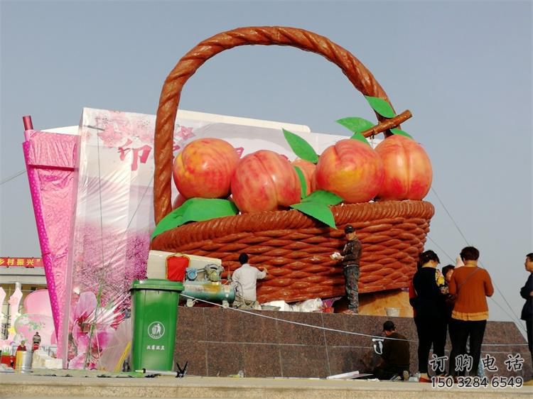 現代菜籃子雕塑廠家 大型別墅區擺件 烤漆不銹鋼菜籃子雕塑制作