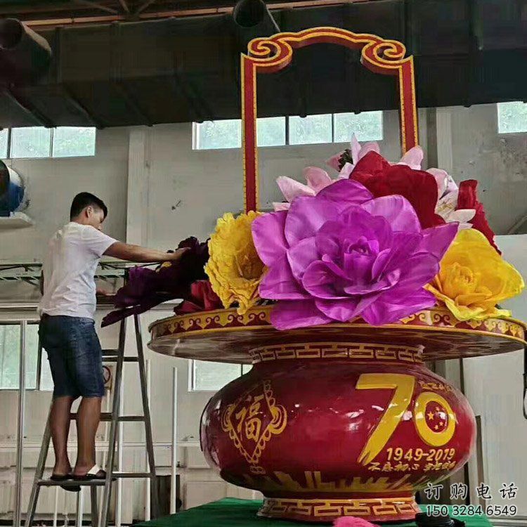 中式花籃雕塑廠家 現(xiàn)代小品 大型不銹鋼花籃雕塑制作