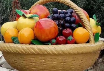 幾何菜籃子雕塑廠家 幼兒園小品 彩繪不銹鋼菜籃子雕塑價格