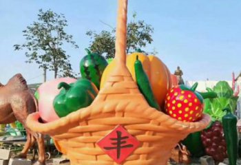 戶外菜籃子雕塑廠家 噴漆小品 彩繪不銹鋼菜籃子雕塑報價