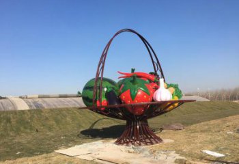 烤漆花籃雕塑廠家 公園小品 戶外不銹鋼花籃雕塑價格