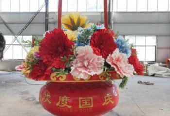 大型花籃雕塑廠家 彩繪小品 戶外不銹鋼花籃雕塑報價