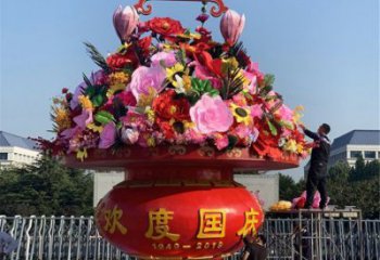 歐式花籃雕塑廠家 抽象擺件 現代不銹鋼花籃雕塑制作