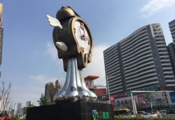 創(chuàng)意鐘表雕塑廠家 戶外小品 公園不銹鋼鐘表雕塑廠