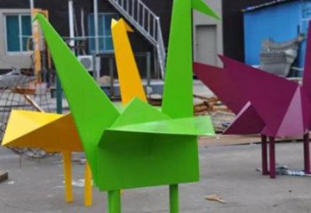 街道千紙鶴雕塑廠家 現代擺件 烤漆不銹鋼千紙鶴雕塑生產