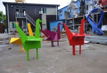 房地產(chǎn)千紙鶴雕塑廠家 剪影擺件 鍛造不銹鋼千紙鶴雕塑工廠