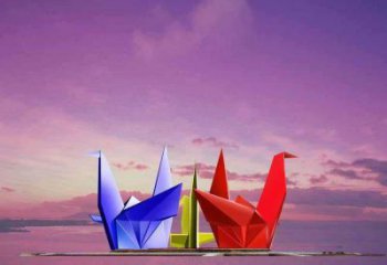 大型商場千紙鶴雕塑廠家 仿真擺件 烤漆不銹鋼千紙鶴雕塑生產