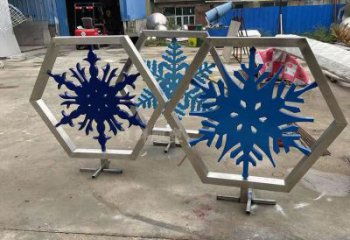 戶外雪花雕塑廠家 噴漆小品 幾何不銹鋼雪花雕塑生產制作