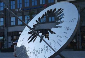 鏡面日晷雕塑廠家 大型擺件 創(chuàng)意不銹鋼日晷雕塑廠