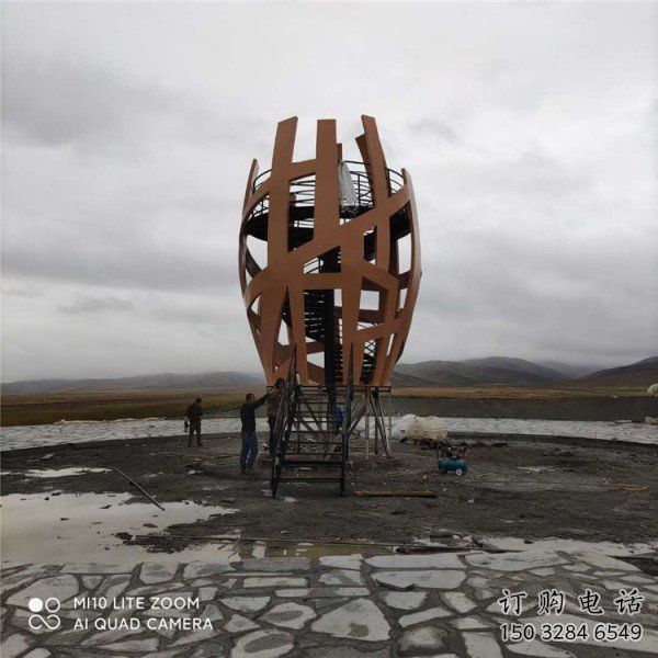 戶外鳥籠雕塑廠家 噴漆小品 創意不銹鋼鳥籠雕塑廠