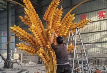 仿真麥穗雕塑廠家 烤漆現代擺件 大型不銹鋼麥穗雕塑廠