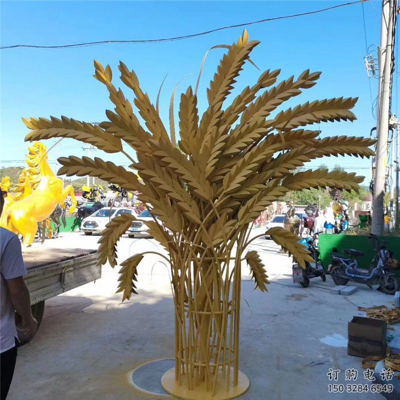 彩繪麥子雕塑廠家 大型擺件 街頭不銹鋼麥子雕塑廠