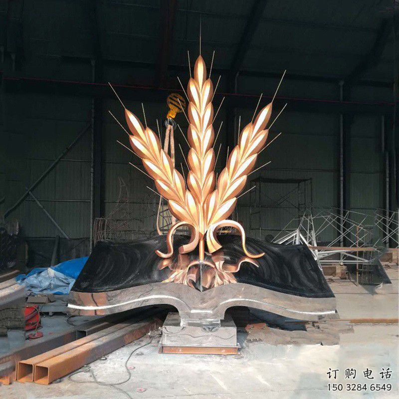 仿古麥子雕塑廠家 草地小品 房地產不銹鋼麥子雕塑廠