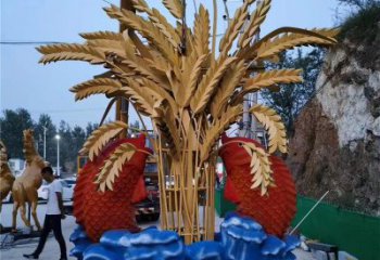 拉絲麥子雕塑廠家 鏤空創(chuàng)意擺件 別墅區(qū)不銹鋼麥子雕塑廠