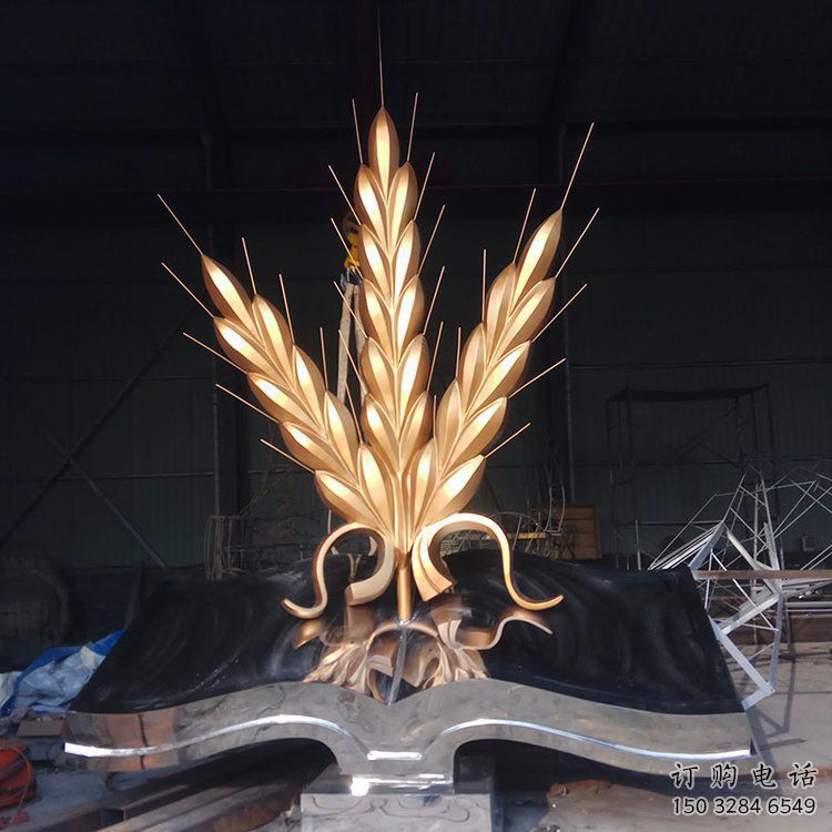 仿古青稞雕塑廠家 草地小品 房地產不銹鋼青稞雕塑廠