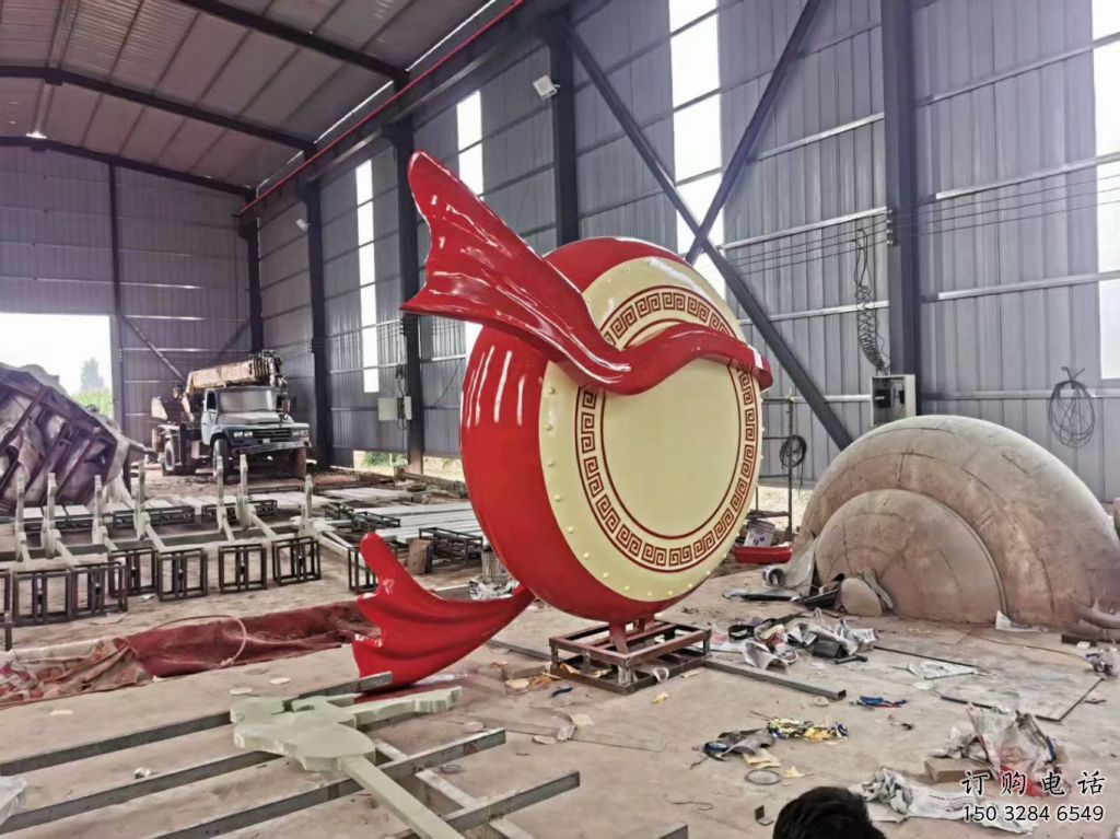 幾何鑼鼓雕塑廠家 彩繪工藝小品 創(chuàng)意不銹鋼鑼鼓雕塑加工廠