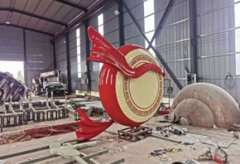 幾何鑼鼓雕塑廠家 彩繪工藝小品 創(chuàng)意不銹鋼鑼鼓雕塑加工廠
