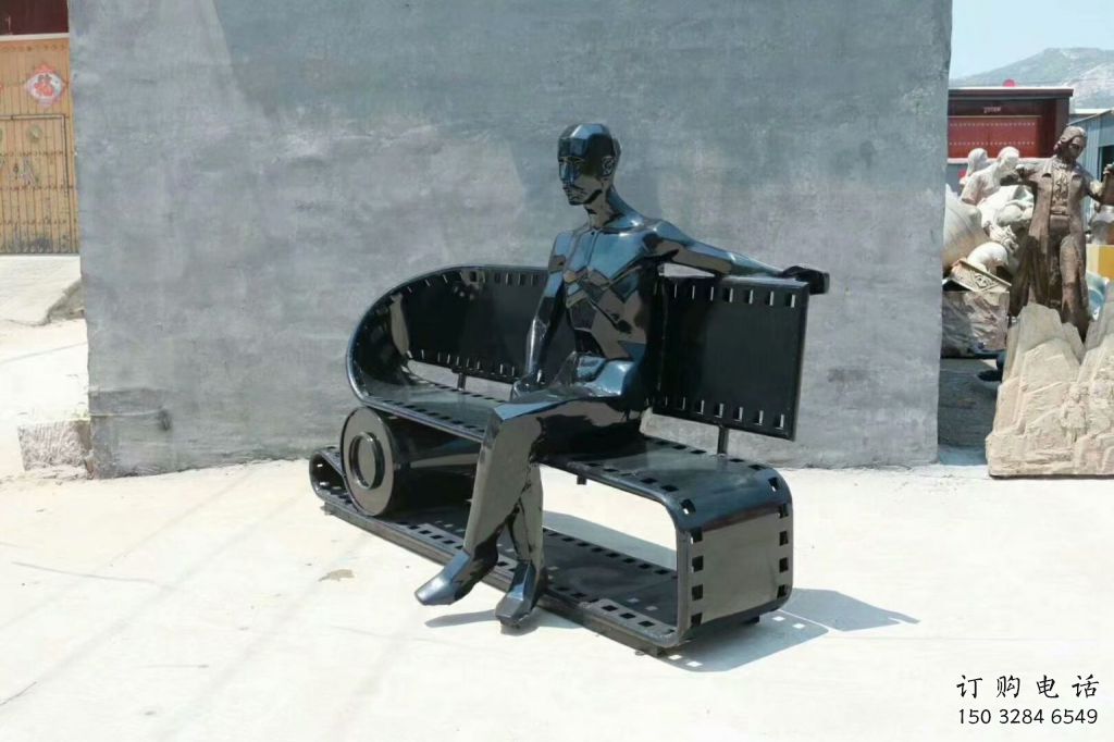 彩繪坐椅雕塑廠家 仿古公園擺件 街頭不銹鋼坐椅雕塑廠