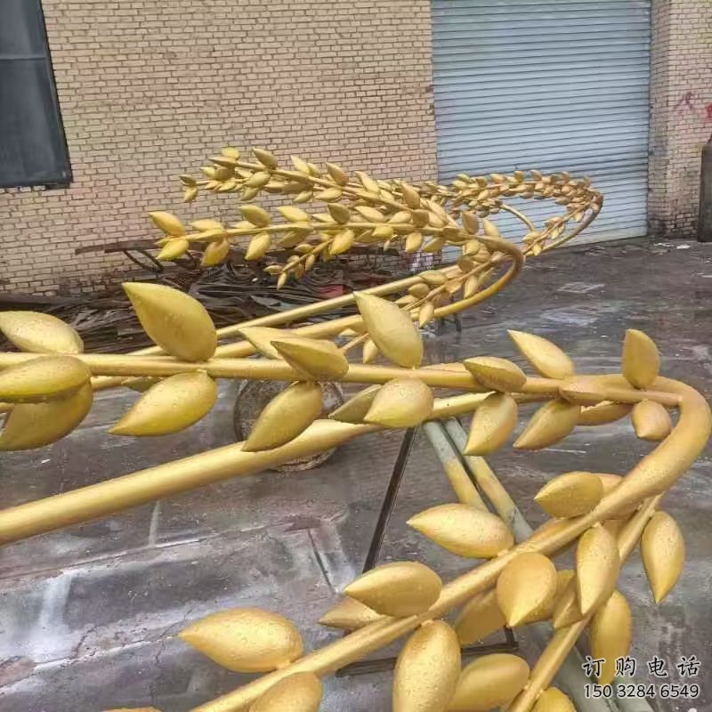 中式水稻雕塑廠家 烤漆仿真小品 游樂(lè)場(chǎng)不銹鋼水稻雕塑廠