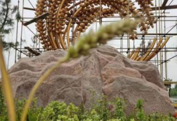 噴漆水稻雕塑廠家 中式小品 草地不銹鋼水稻雕塑廠