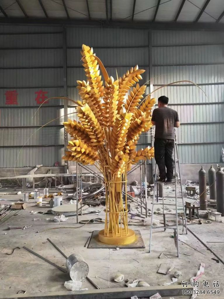現(xiàn)代禾苗雕塑廠家 大型別墅區(qū)擺件 仿真不銹鋼禾苗雕塑廠