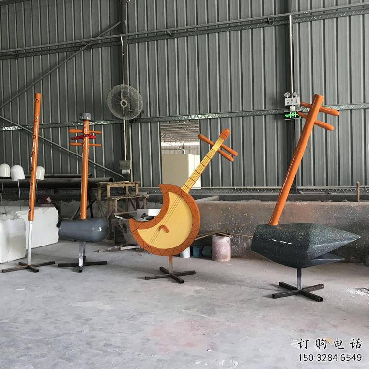 現代二胡雕塑廠家 大型別墅區擺件 創意二胡雕塑生產