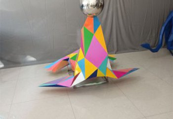 大型頂球雕塑廠家 切面小品 幾何不銹鋼頂球雕塑廠