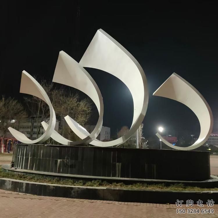 園林船帆雕塑廠家 烤漆小品 中式不銹鋼船帆雕塑廠