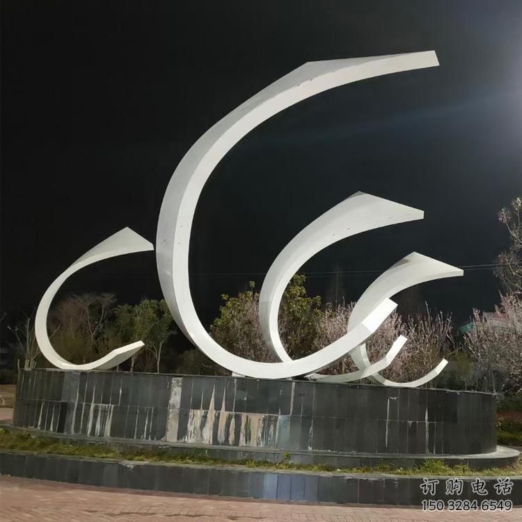 戶外船帆雕塑廠家 噴漆小品 切面不銹鋼船帆雕塑廠