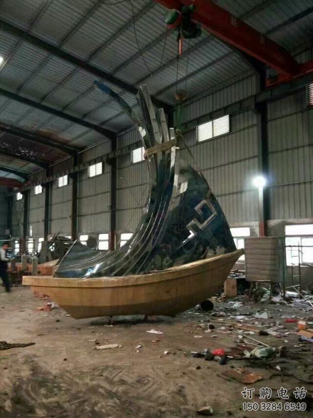 中式船帆雕塑廠家 鏡面小品 廣場不銹鋼船帆雕塑廠