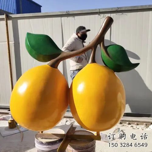 廣場枇杷雕塑廠家 仿真彩繪小品 大型不銹鋼枇杷雕塑廠