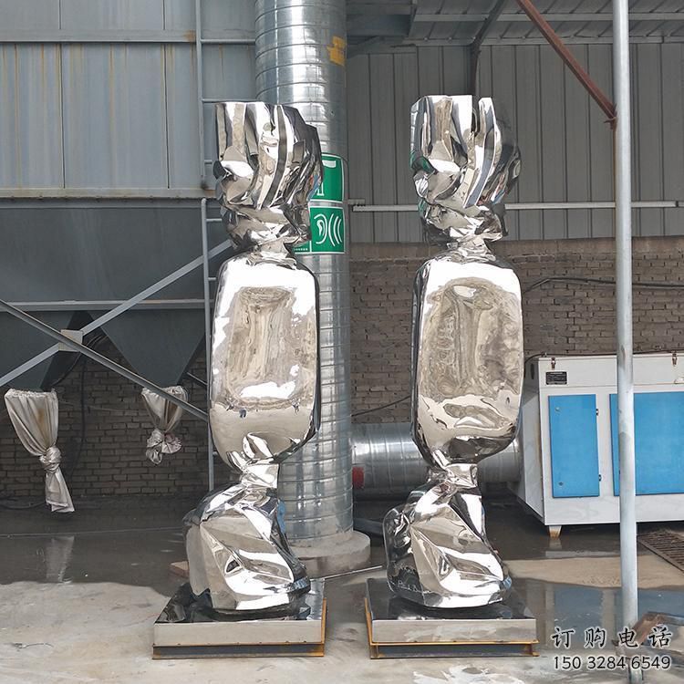 創意糖果雕塑廠家 鏡面小品 公園不銹鋼糖果雕塑廠