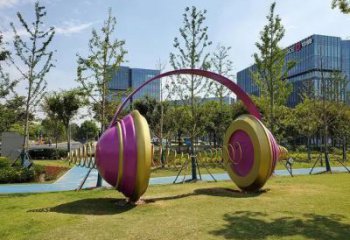 異形耳機(jī)雕塑廠(chǎng)家 現(xiàn)代公園小品 創(chuàng)意不銹鋼耳機(jī)雕塑廠(chǎng)